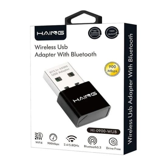 محول USB واي فاي مزدوج النطاق HAING BT5.3 AX900 مع بلوتوث