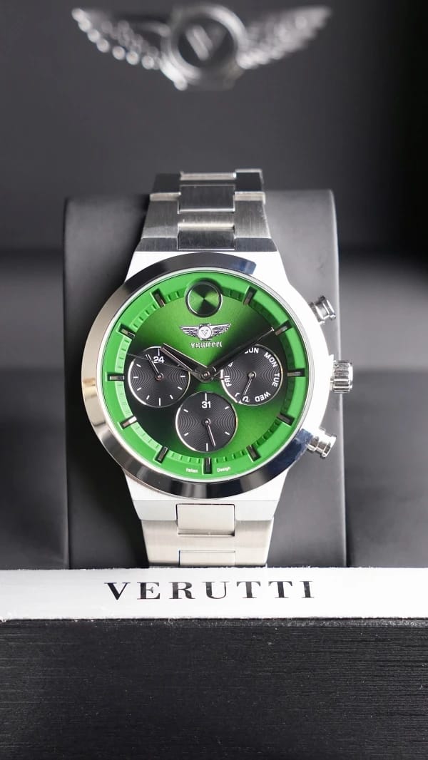 Luxury Men's Watch Verutti VR 1104-01 | Green Dial Stainless Steel