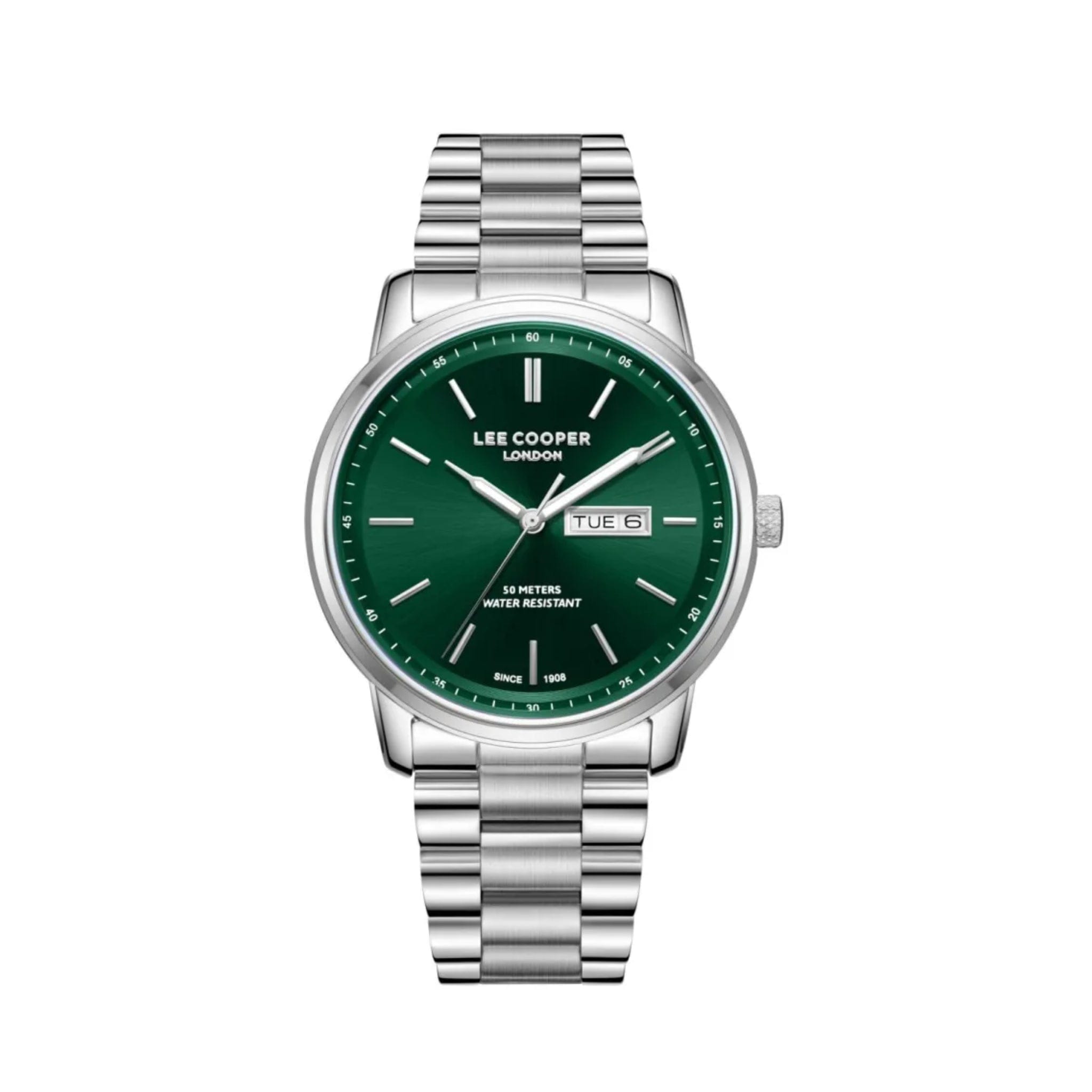 Lee Cooper Urian Silver Stainless Steel Green Dial Watch for Men