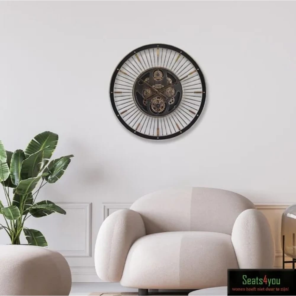 Home Esprit Wall Clock Black Gold Iron 80 x 8.5 x 80 cm