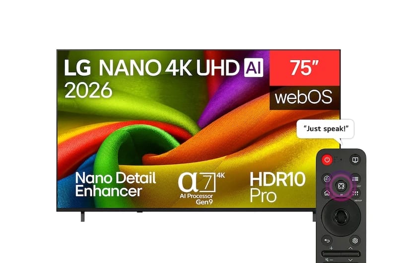 تلفزيون إل جي نانو 75 بوصة 4K UHD AI NU85 الذكي 2026