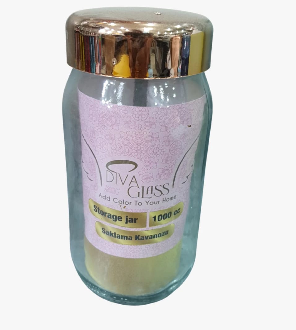Diva Glass Stylish Storage Jar with Elegant Lid for Kitchen and Modern Homes