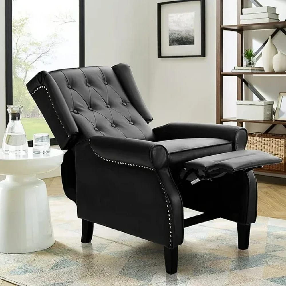 BALICHUN Leather Recliner Chair, Black Accent Chair
