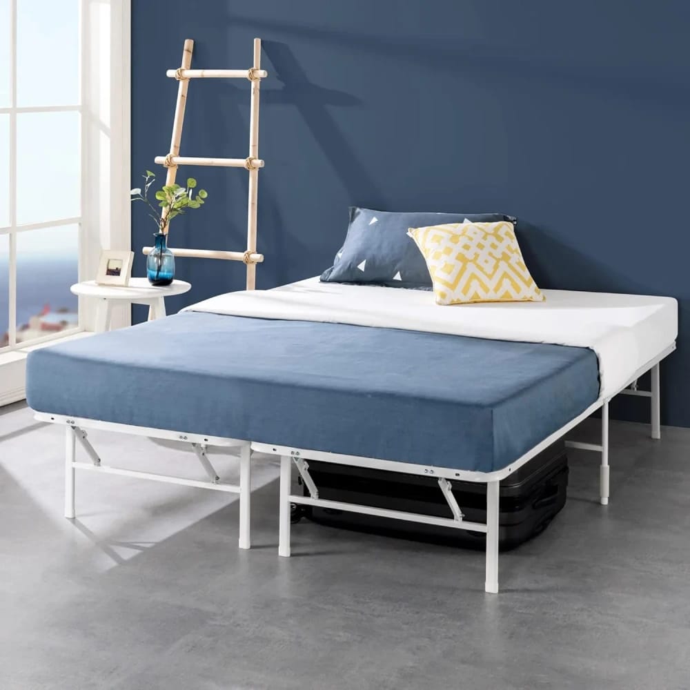 ZINUS SmartBase Mattress Foundation, 14 Inch Metal Platform Bed Frame, White, Queen