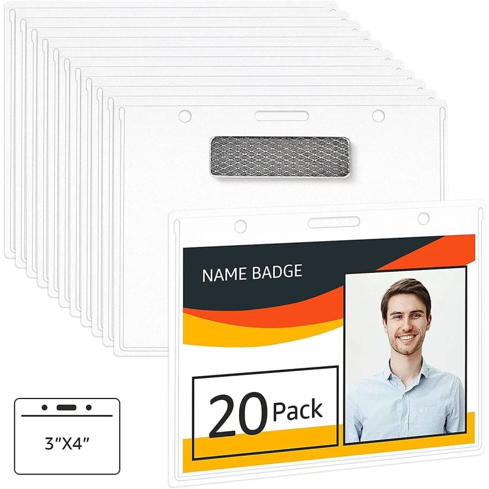 Amazon Basics Magnetic Badge Holder – Horizontal, 20-Pack