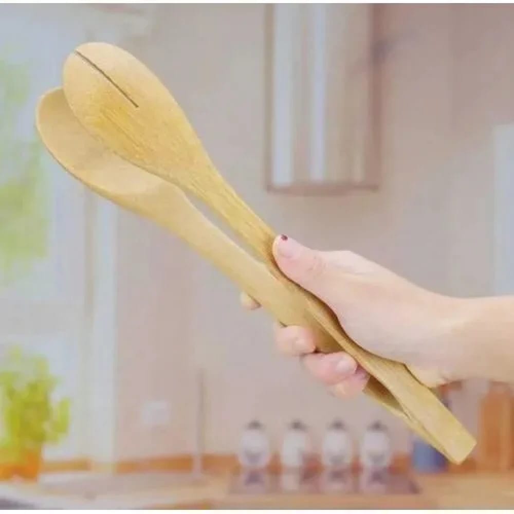 Wooden Tongs for Serving Salads and Food