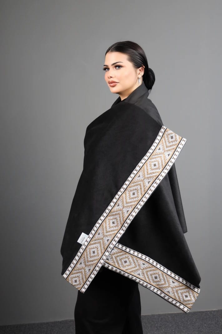 Black with Beige Touch Shawl