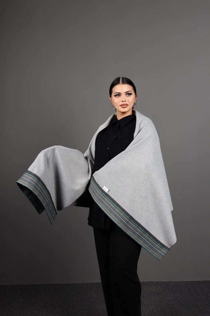 Gray With Turquoise Touch Shawl