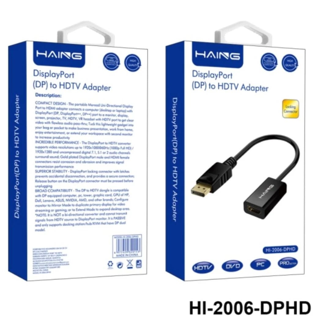 HAING DP to HDMI Converter, 1080P DisplayPort Adapter
