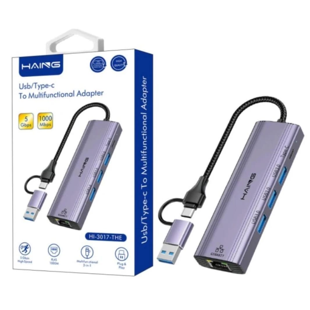 HAING HI-3017-THE 5 in 1 USB Type-C to Ethernet Multifunctional Adapter