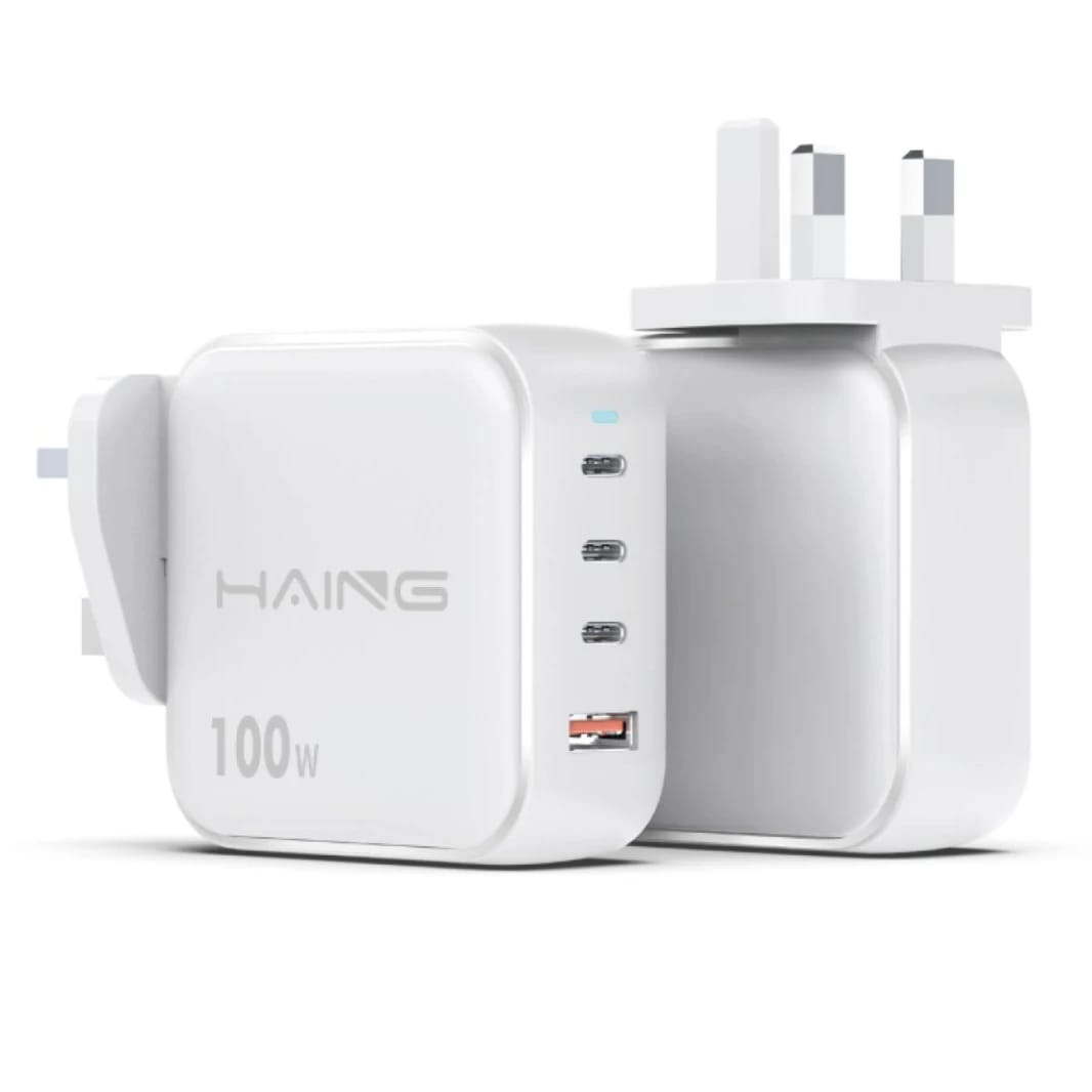 HAING HI-A091 4 Port USB Type-C GaN Fast Charger UK 100W