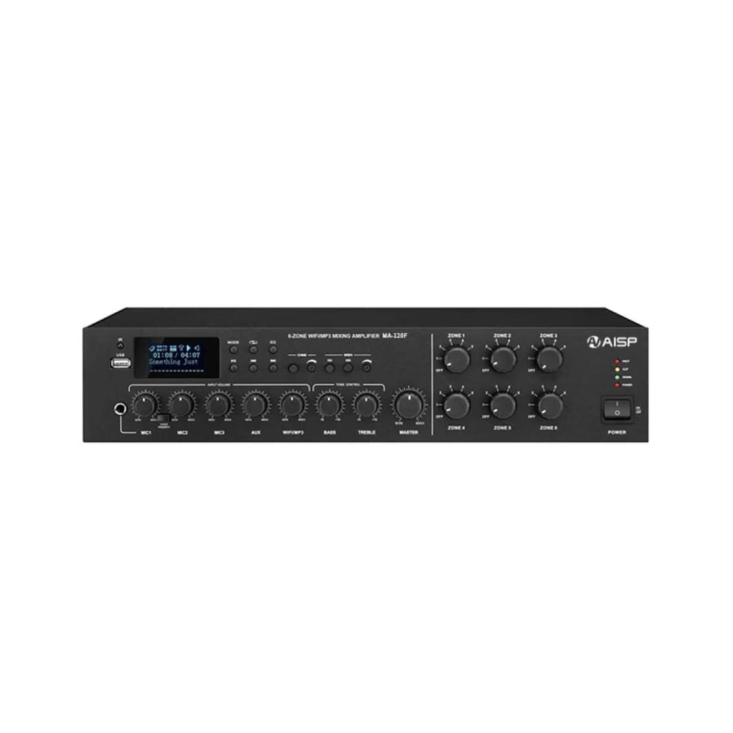 AISP MA-120F WiFi 6 Zones Amplifier with USB/FM/AUX/Phantom Power 120W