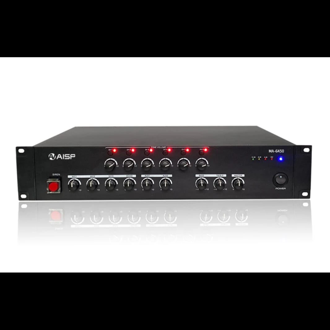 AISP MA-6450 6 Zone Mixer Amplifier with Siren 450W