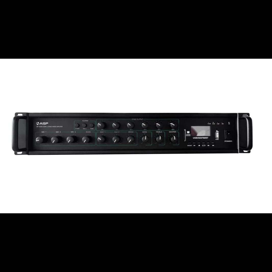 AISP MP-6550S 6 Zones Mixer Amplifier with MP3/USB/BT/SD/ECHO/AUX 550W