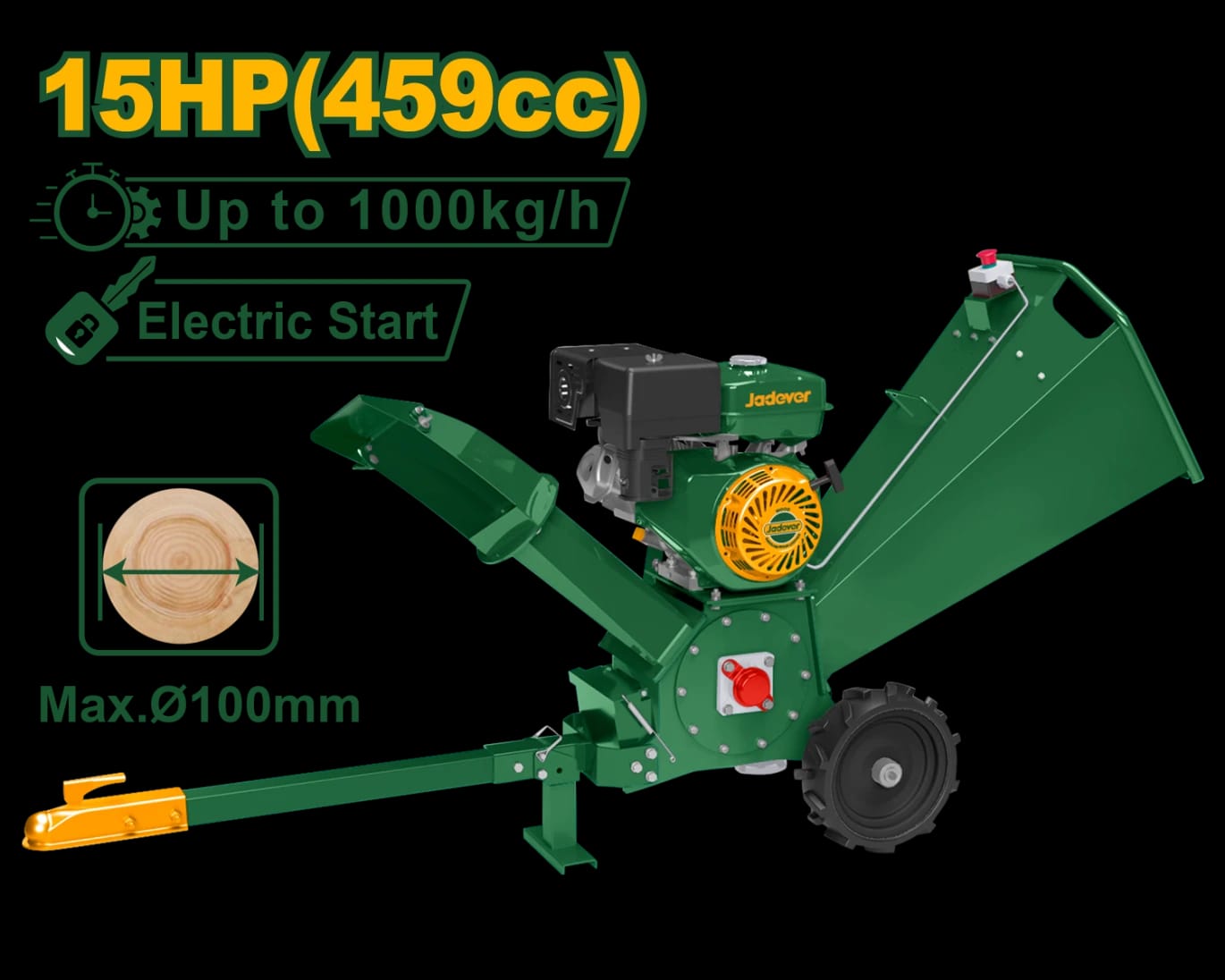JADEVER Gasoline Wood Chipper 15HP JDXU1415