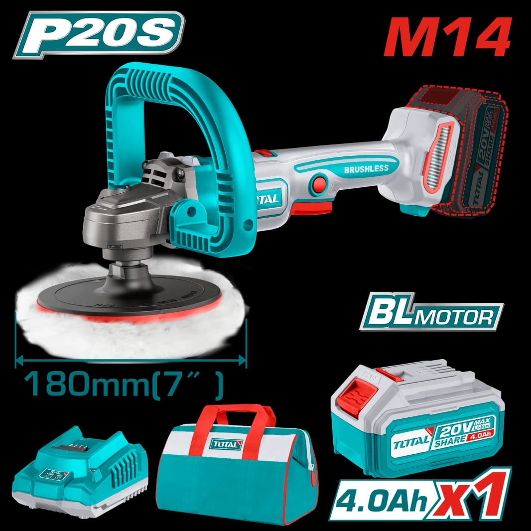 TOTAL Cordless Polisher 180mm | 7″ – 20V (TAPLI20181)