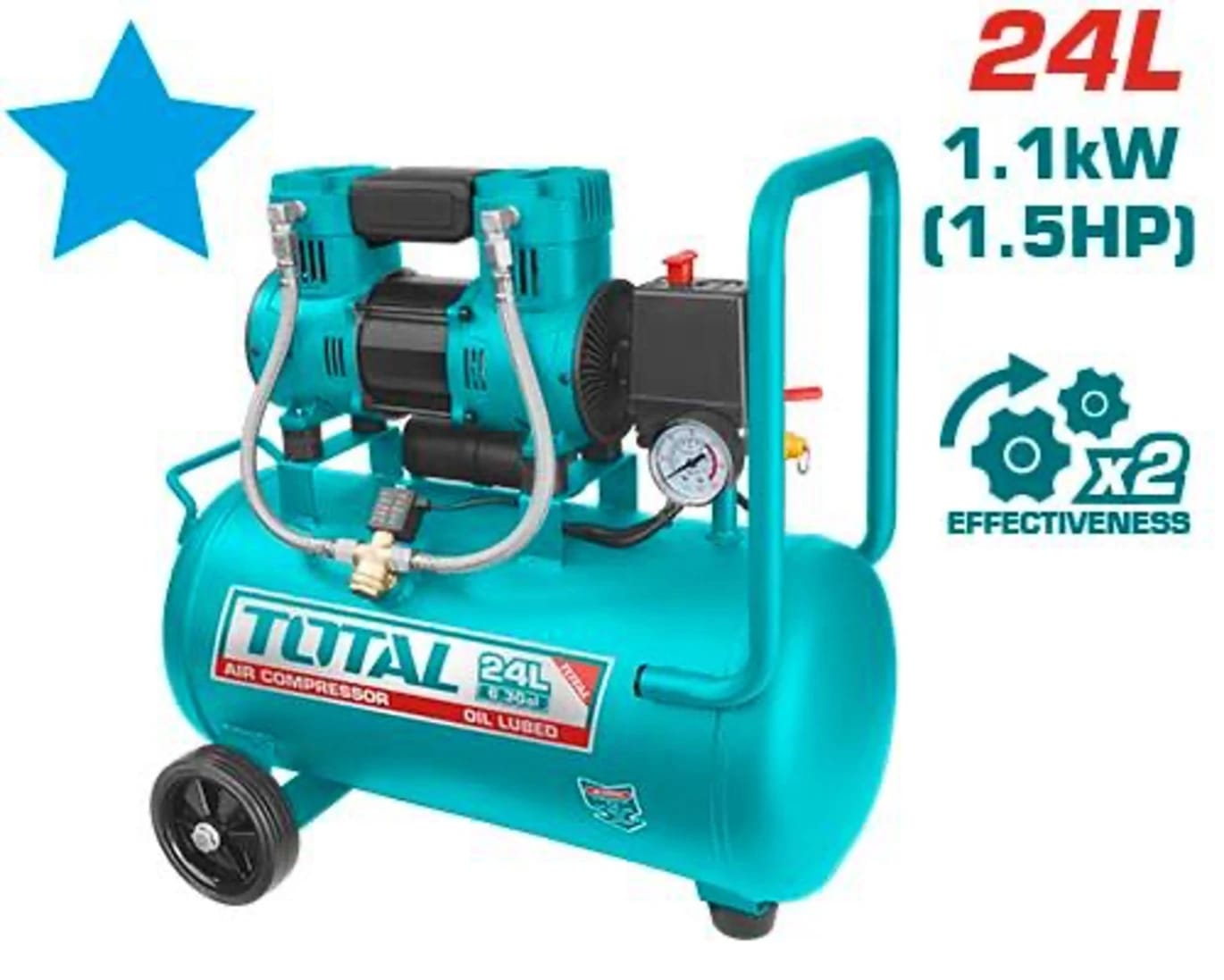 ضاغط هواء TOTAL سعة 24 لتر | 1.5 حصان (TCS1110242)