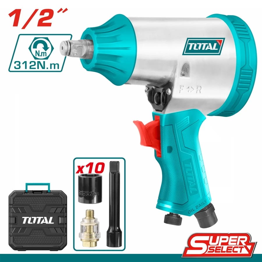 TOTAL Air Impact Wrench Set 312Nm – 1/2″ (TAT41125)