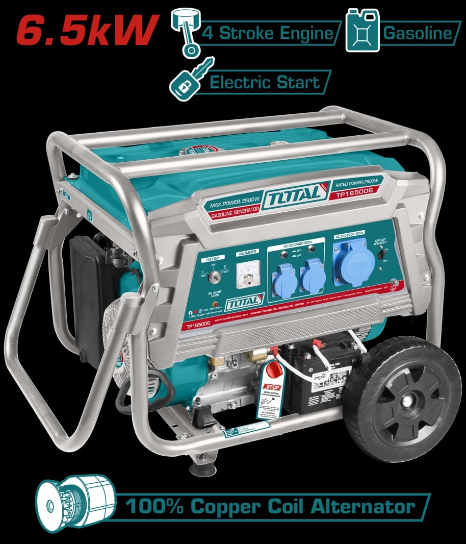TOTAL Gasoline Generator 6.5kW | 25L (TP165006)