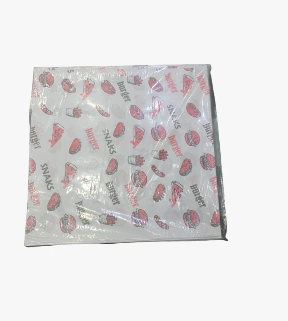 Snack Wrap Paper with Fast Food Graphics and Vibrant Colors for Burger, Fries, and Pizza Lovers