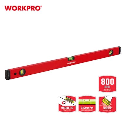 WorkPro 80cm Red Industrial Magnetic Aluminum Level (WP262012)
