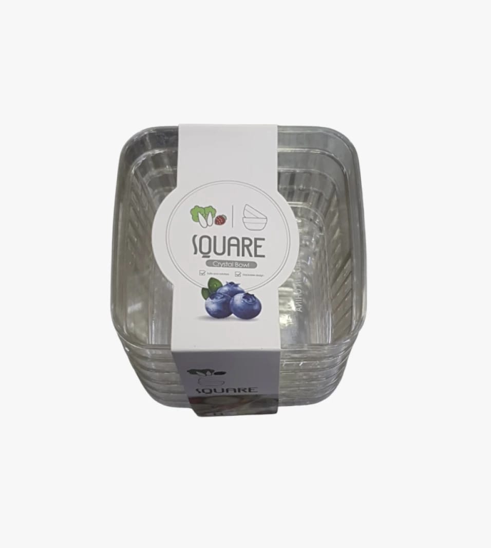 Original Square Crystal Plastic Bowl Set for Personal Use - Stylish and Versatile Design for All Foods