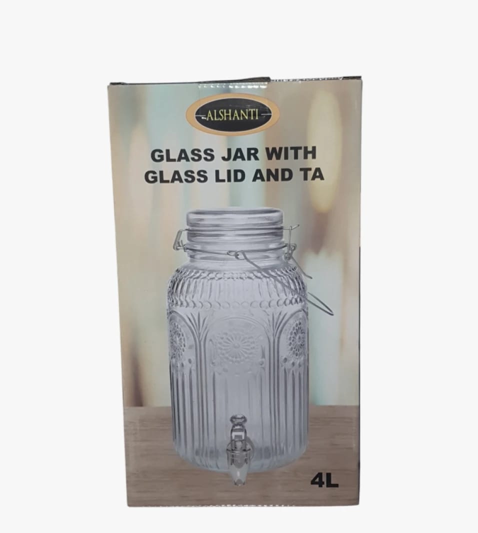 Classic Design 4L Glass Jar with Glass Lid and Tap by Renowned Brand for Home Use and Gatherings