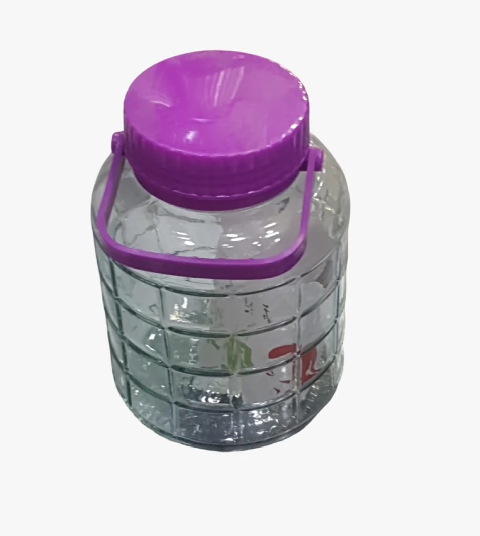 Elegant Glass Storage Jar with Purple Lid and Convenient Handle for Ideal Food and Beverage Storage