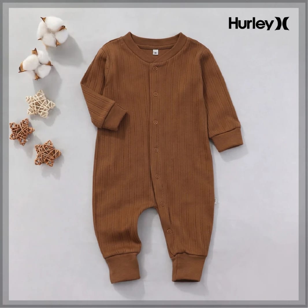 Soft Ribbed Cotton Baby Romper – Newborn with Long Sleeves