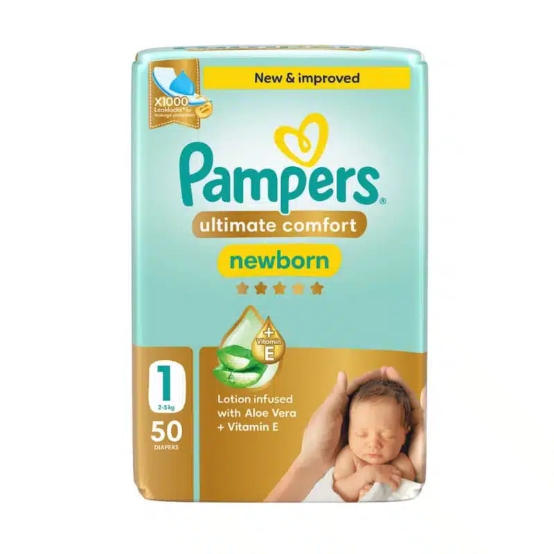فوط اطفال Pampers Ultimate Comfort حجم 1 لحديثي الولادة (2-5 كغ) (50) حفاضة