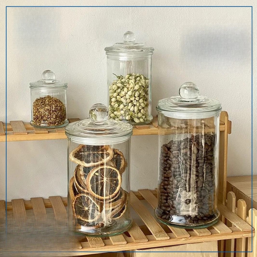 مرتبان زجاج غطاء ضغط
