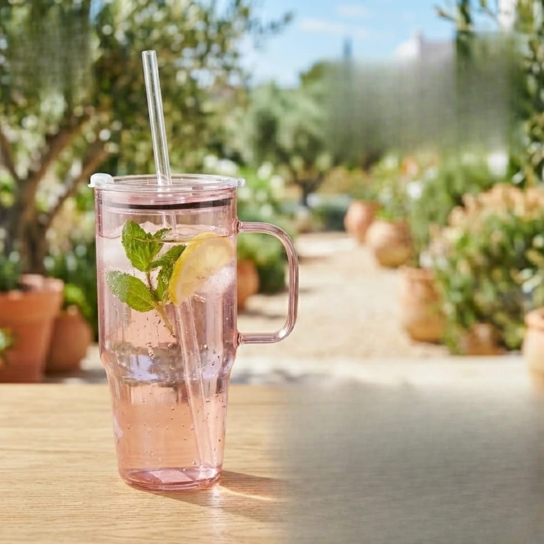 Glass Mug with Straw