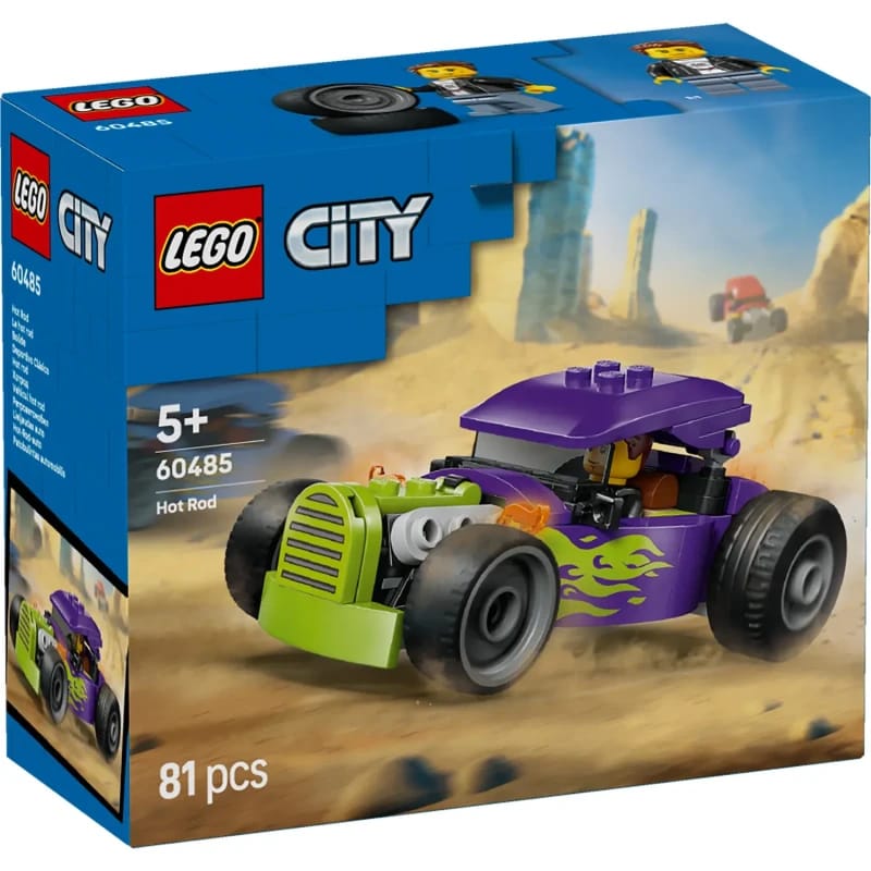 مجموعة بناء سيارة سباق LEGO City Hot Rod 60485 مع فيجور سائق
