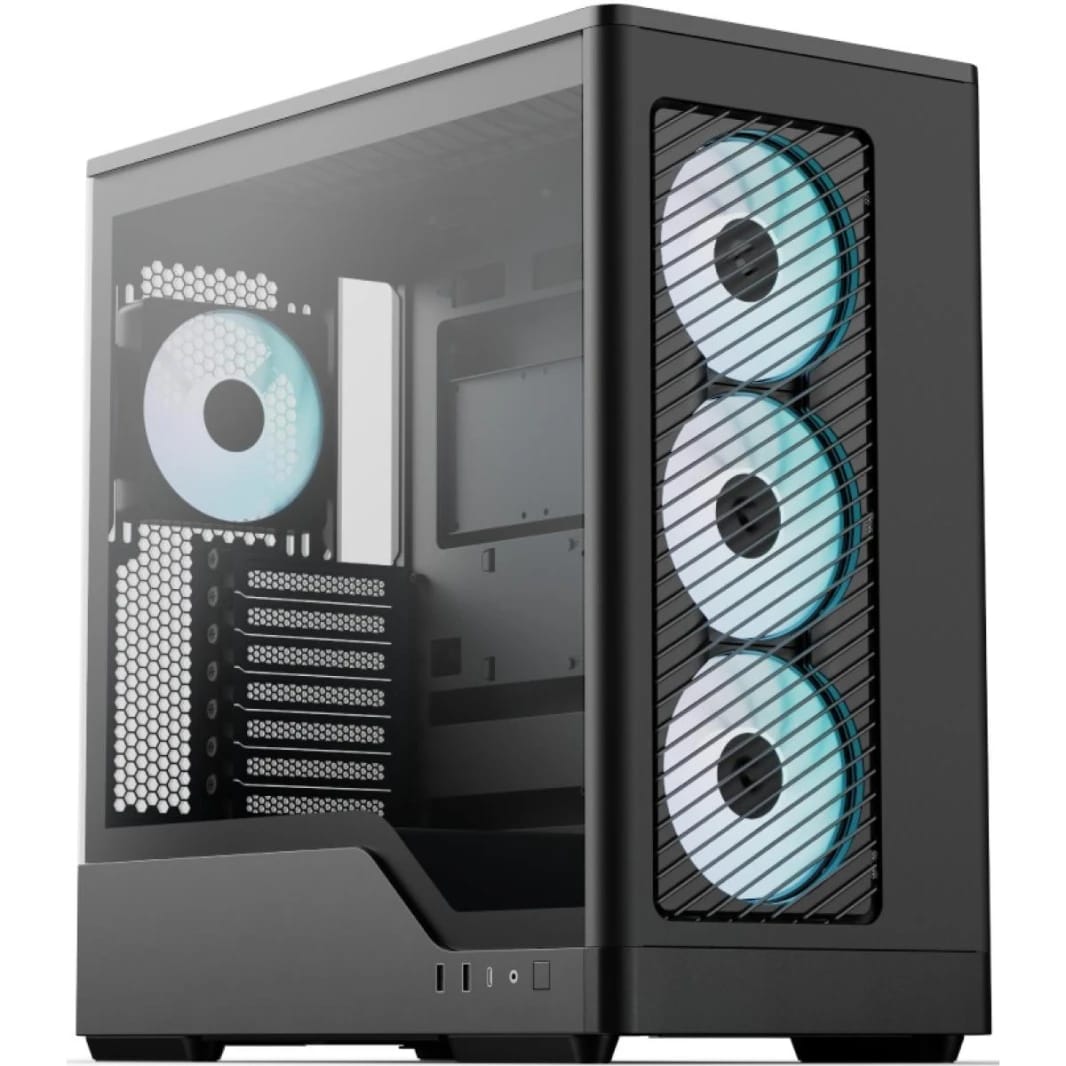 AeroCool D520A Black ARGB Mid Tower Gaming Case with Tempered Glass and 4 ARGB Fans
