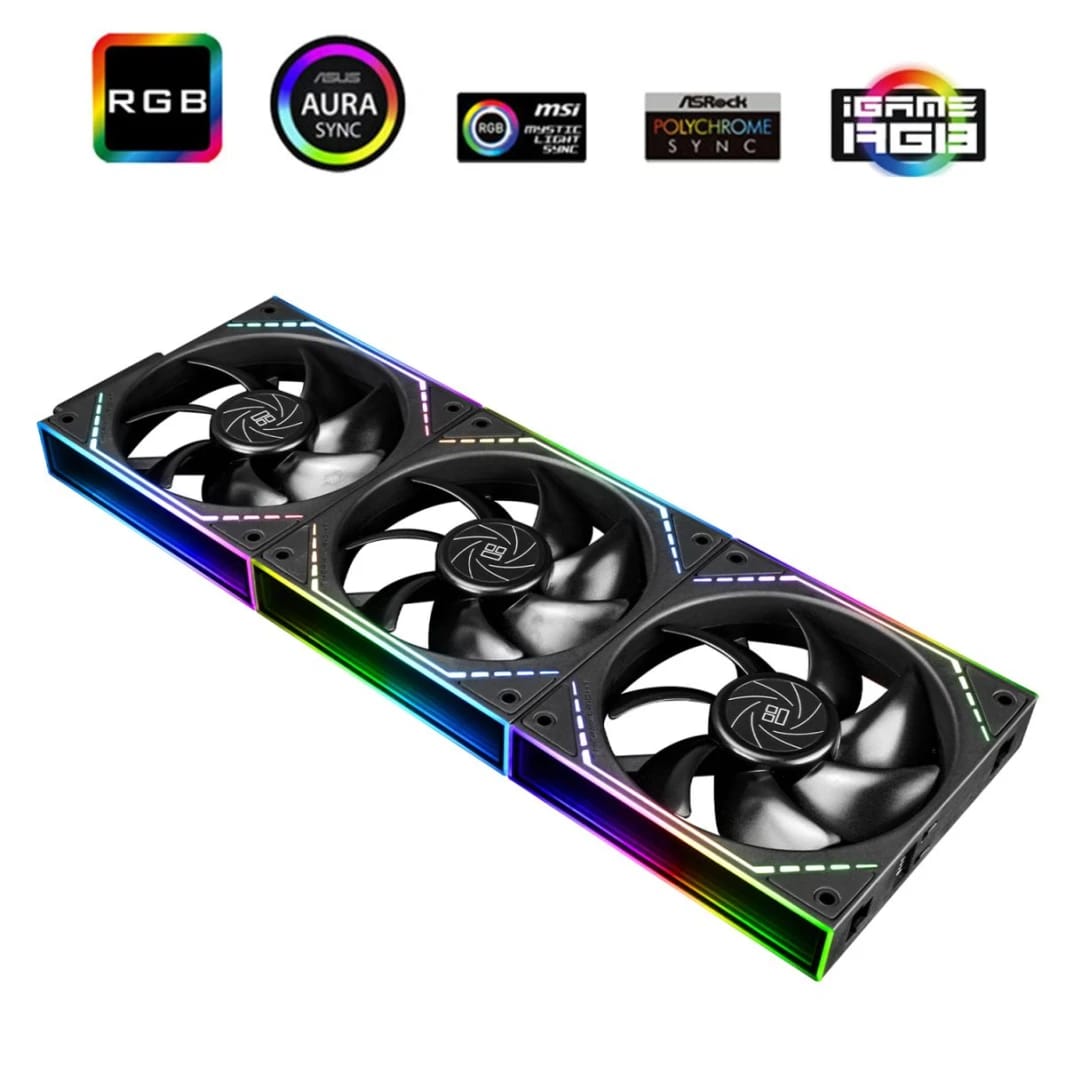 Thermalright TL-M12Q X3 Cooling Fan Kit - 3-Pack, Black/LED