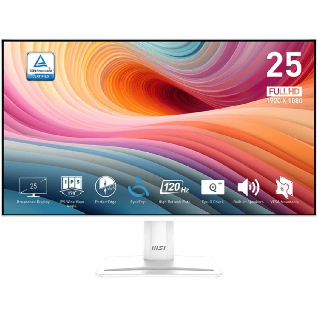 MSI PRO MP251W E2 25" 1080p FHD Flat Monitor (White) IPS, 120Hz, HDR Ready