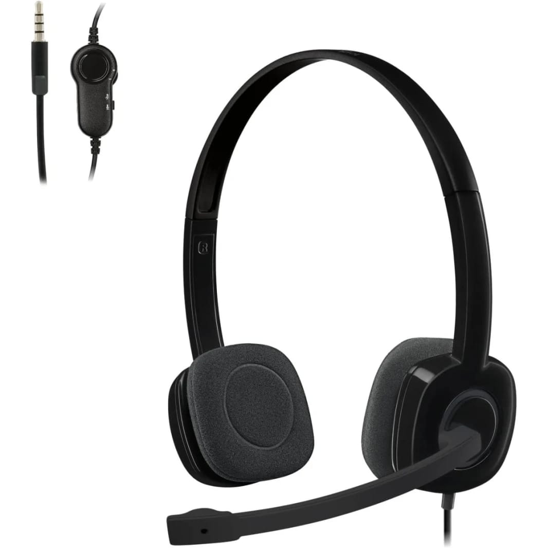 Logitech H151 Wired Headset with Rotating Noise-Cancelling Microphone, Black