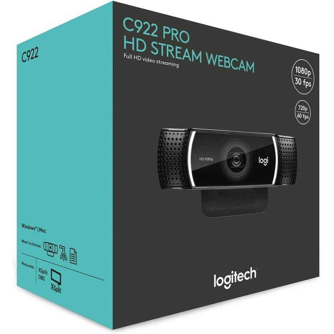 كاميرا الويب لوجيتك C922 برو HD ستريم، 1080p@30FPS، 720p@60FPS