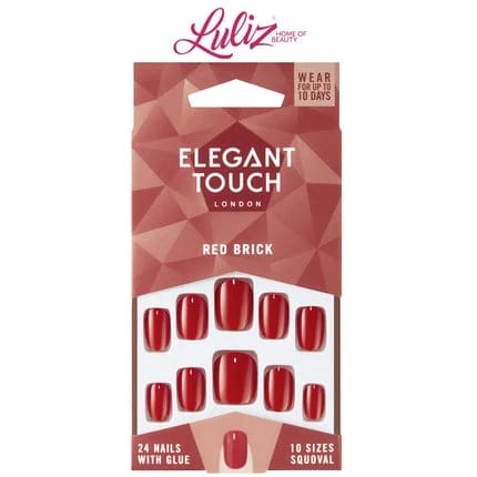 Elegant Touch Red Brick Oval Nails