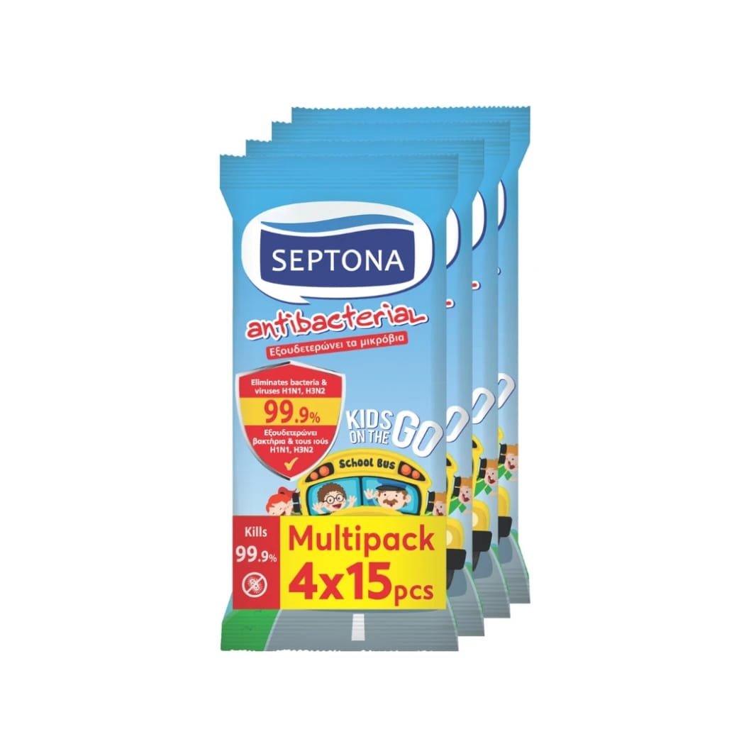 Septona Kids Antibacterial Wipes 4 Pack