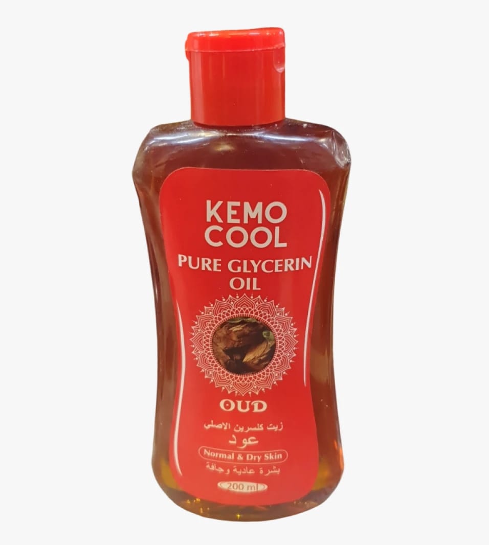 Kemo Cool Pure Glycerin Oil with Oud Fragrance for Women's Skin and Dry Skin Care.