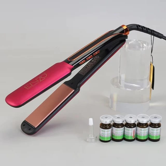 Professional Titanium Hair Straightener with 5 Serum Packs by ENZO