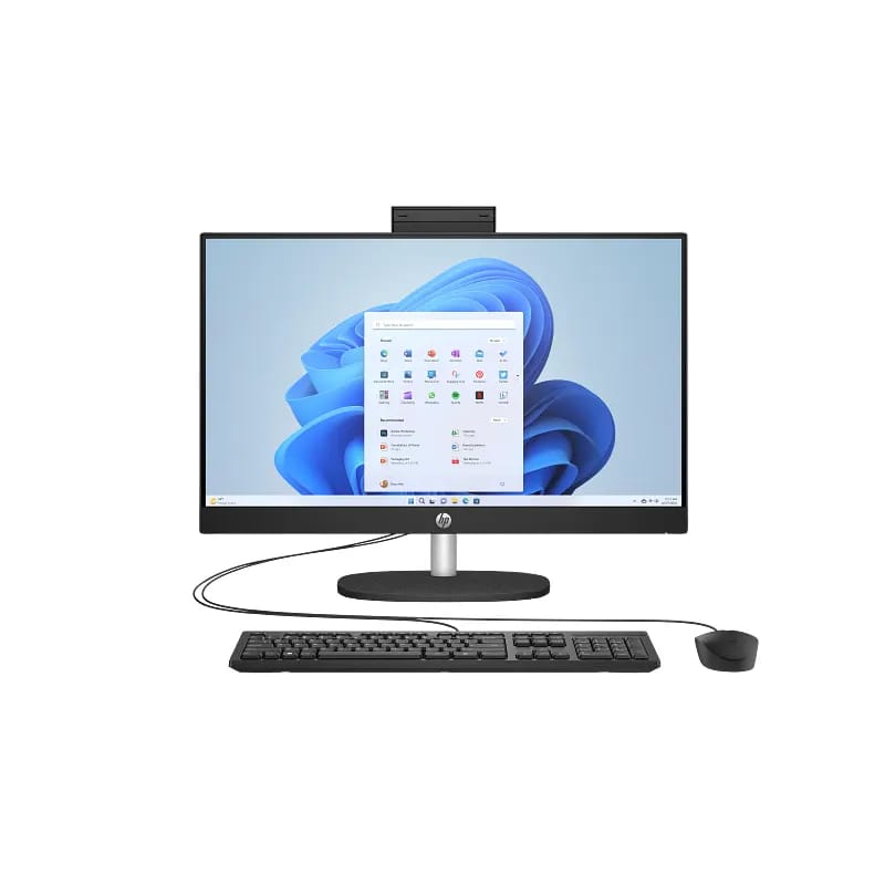 HP All-in-One Desktop Intel Core Ultra 7 155U, 8GB, 512GB, DOS, 23.8 inch FHD IPS, Black with Mouse & Keyboard