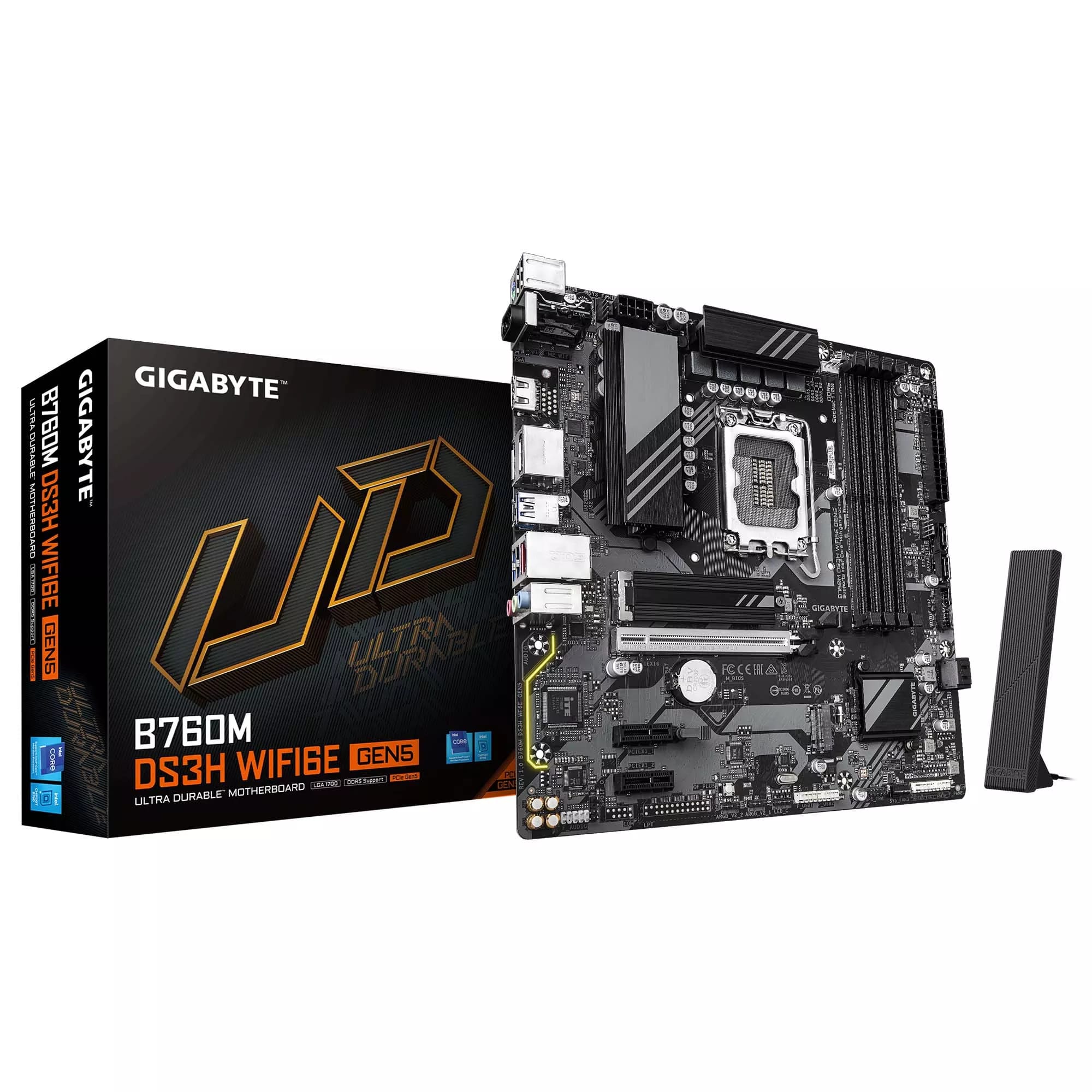 اللوحة الأم جيجابايت B760M DS3H WIFI6E GEN5 DDR5 مقبس LGA 1700 للجيل 14-12 من إنتل