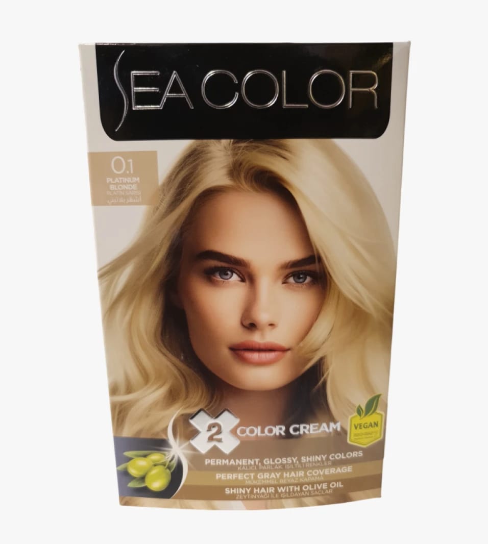 Sea Color Hair Dye Cream in Platinum Blonde for Perfect Blonde Hair Coverage for Women with Vegan Olive Oil