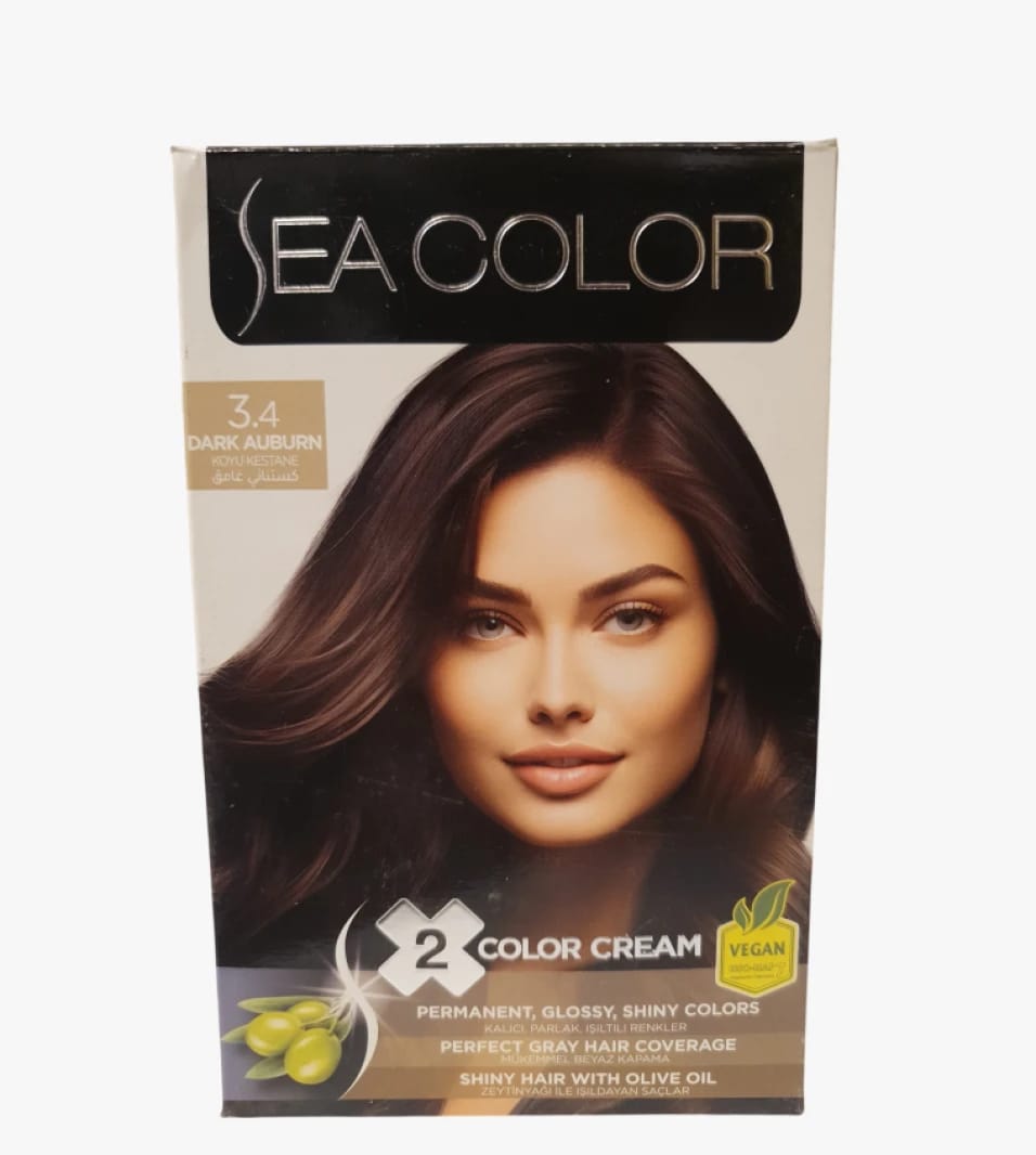 Sea Color Dark Auburn Hair Cream with Olive Oil for Women for Vibrant Shine and Perfect Coverage