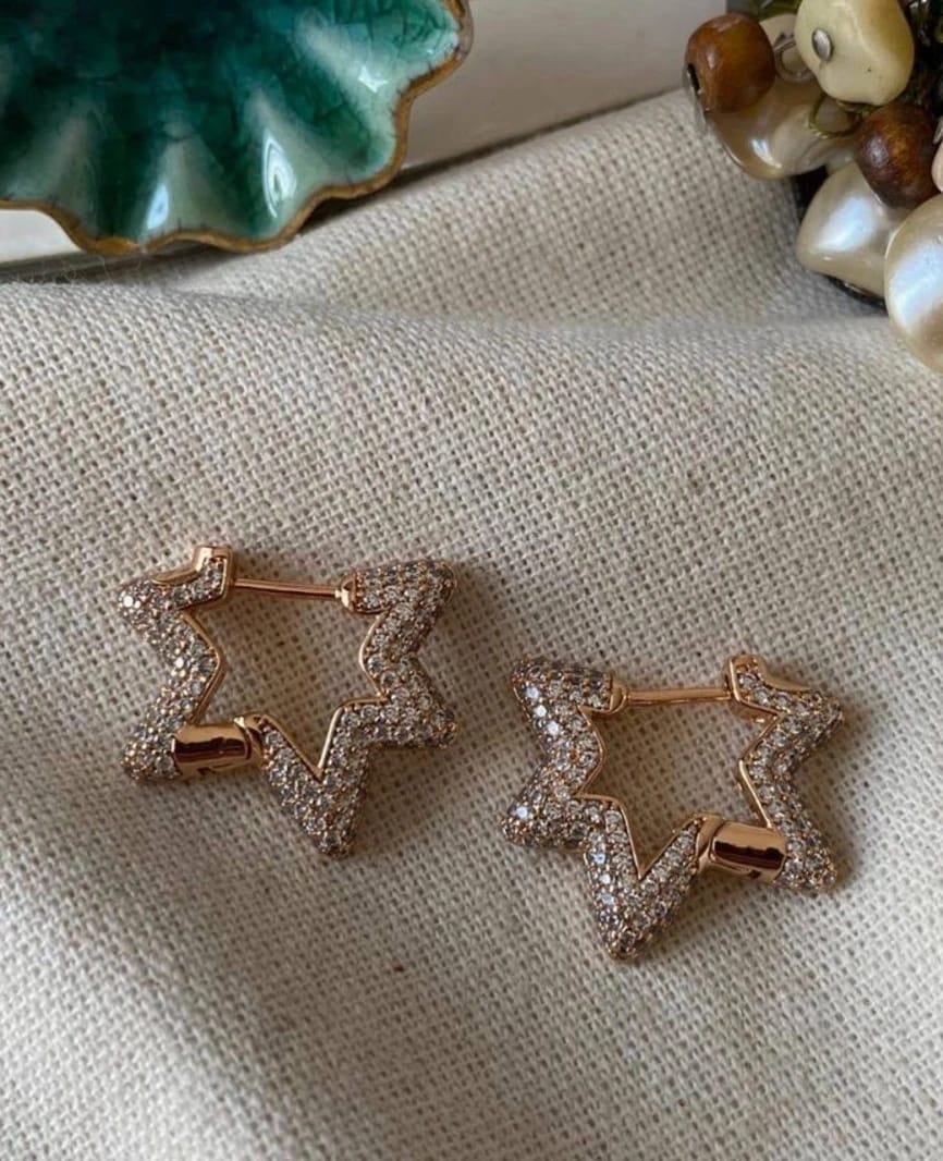 Star-Shaped Strass Earrings
