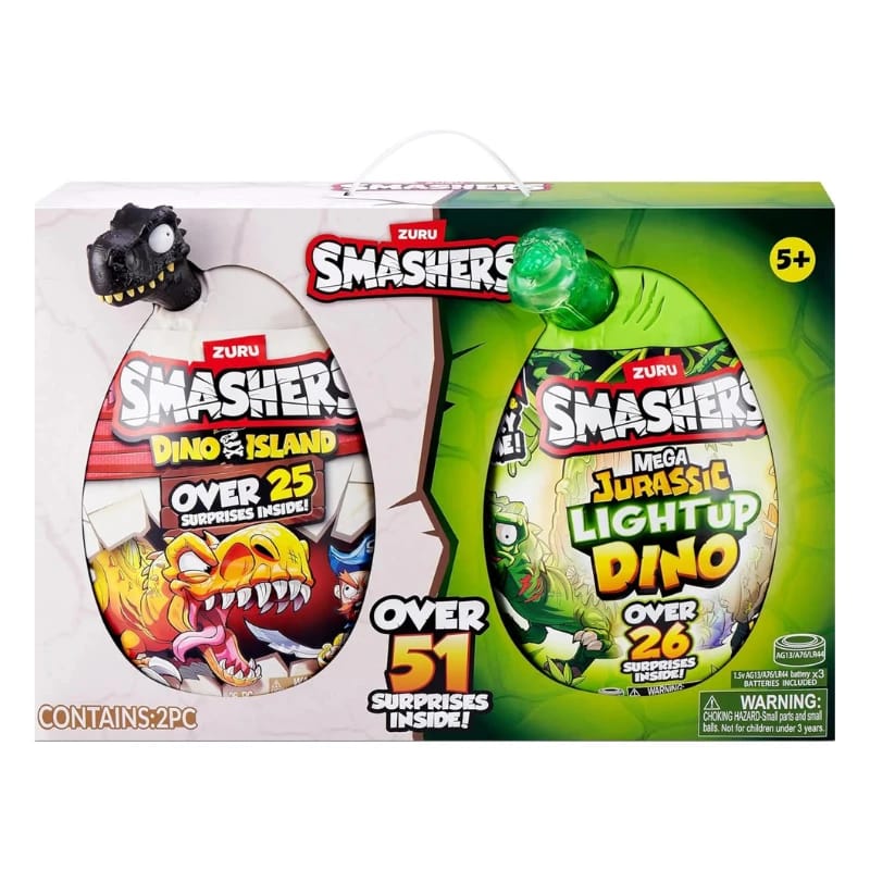 ZURU Smashers Mega Dino Combo Pack with Dino Island & Jurassic Light Up Egg
