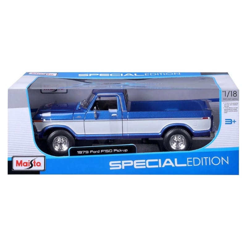 Maisto 1:18 (1979) Blue/White Ford F150 Pick-Up Die-Cast Model Car