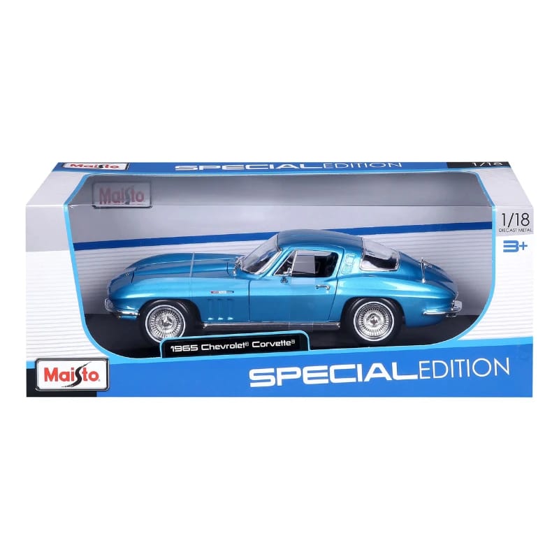 Maisto - 1:18 (1965) Metallic Light Blue Chevrolet Corvette Die-Cast Model Car
